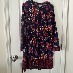 Liz Claiborne Navy Floral & Paisley Long Sleeve Dress